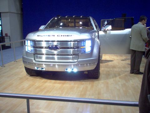 1970 Ford Ranchero - The Ford Super Chief concept truck is shown with its doors open at a show.
