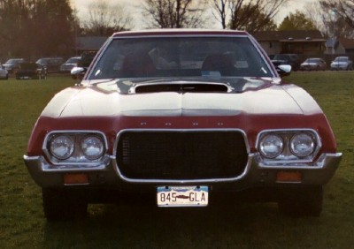 1972 Ford Ranchero - Front view of a 1972 Ford Ranchero, showing its distinctive grille and headlight design.