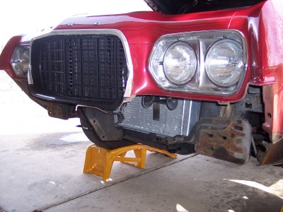 1972 Ford Ranchero - Front view of a 1972 Ford Ranchero, its distinctive grille and dual headlights.