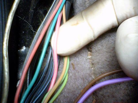 1994 Ford Bronco - A finger inspects a complex wiring harness, revealing a tangle of colored wires and the Supermotors.net logo.
