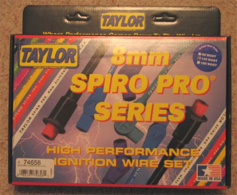 1994 Ford Bronco - This box displays a Taylor 8mm Spiro Pro Series high performance ignition wire set.
