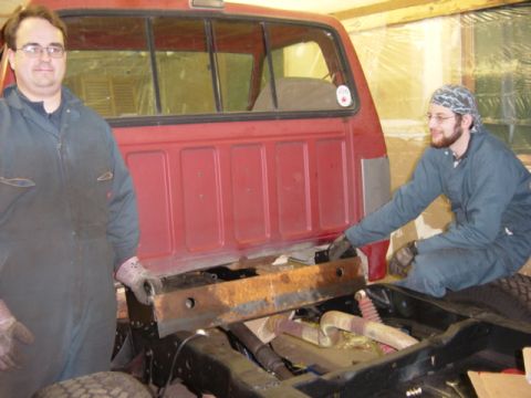 1991 Ford Bronco - New crossmember tacked and removed for finish welding.