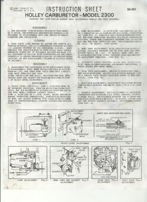 1981 Ford Bronco - This is the sheet that came with my rebuild kit