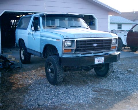 1985 Ford Bronco - outside of garage under it's own power, first time this year.