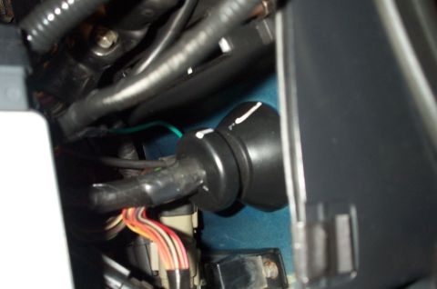 1998 Ford Crown Victoria - The tach wire coming through the grommet into the engine bay.