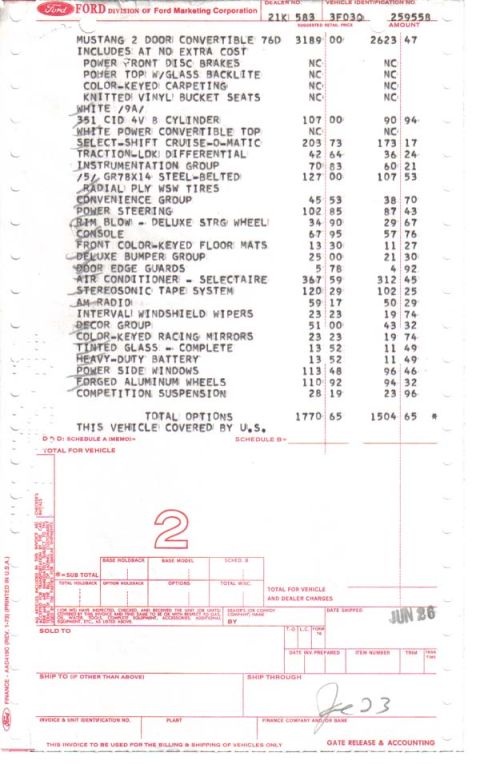 1969 Ford Fairlane - '73 Q-Code Convertible with 23 options