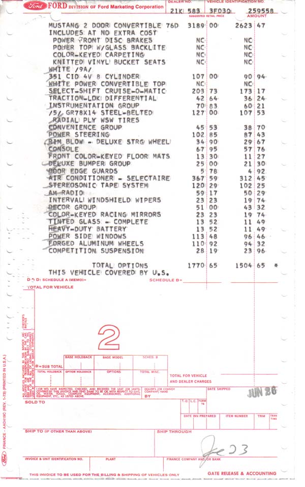 '73 Q-Code Convertible with 23 options