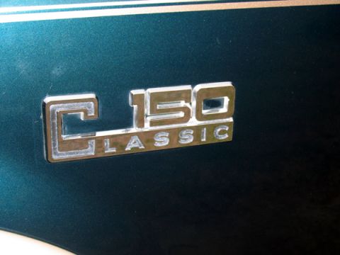 1995 Ford C-150 (Centurion Conversions) - Close-up of a C-150 Classic emblem on a vehicle's body panel.