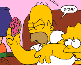 1991 Ford Bronco - Homer is about to eat a donut, but seems to have second thoughts.