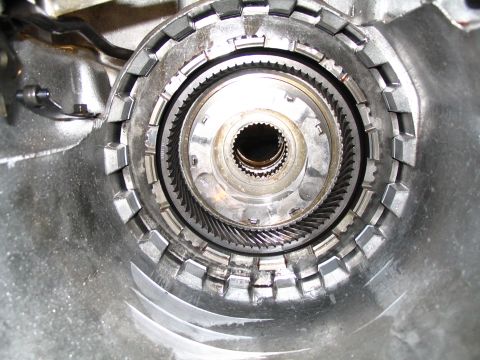 1984 Ford Bronco - This is a close-up view of the internal components of an automatic transmission torque converter housing.