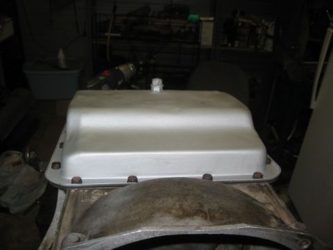 1984 Ford Bronco - A close-up view of a transmission oil pan, likely for an older vehicle.