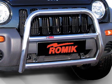 1998 Ford Crown Victoria - Front view of a Jeep Liberty a chrome Romik bull bar.
