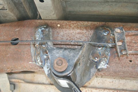 1993 Ford F-350 - Welded this side because I cant get behind it for bolts due to the front gas tank. Also, the fuel lines are in the way behind the frame. Fi…
