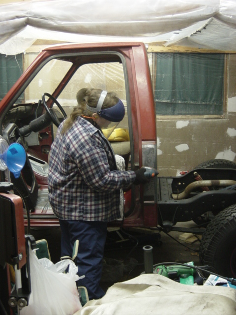 1991 Ford Bronco - Starting to take off some of the light surface rust ... the only real rust spot in this cab was an area under the back window we'll have to…