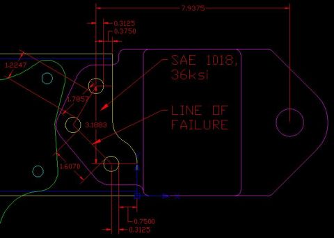 1991 Ford Bronco - Illustration of the rotation failure dimensions.