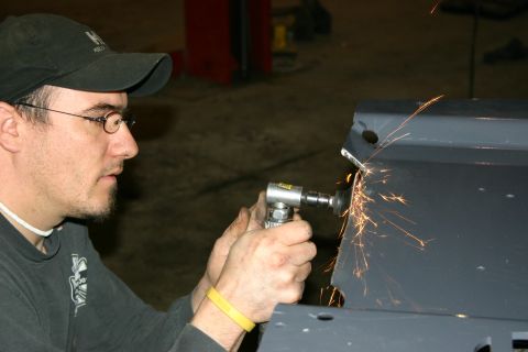 2003 Jeep TJ - Ed, Northern 4x4 owner, doing the plasma cutting and grinding on the TT