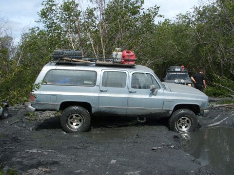 1990 Chevrolet Suburban - Rear diff stuck on a stump.