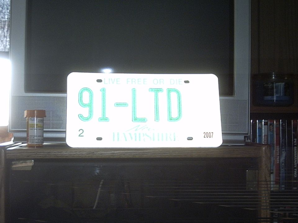 New Hampshire license plate reading 91-LTD, dated 2007