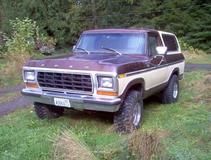 1979 Ford Bronco - This Ford Bronco is parked outdoors on a grassy area with trees in the background.