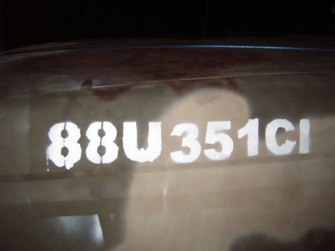 1988 Ford Bronco - The text '88U 351CI' is stenciled on the vehicle, indicating it is a 1988 model.