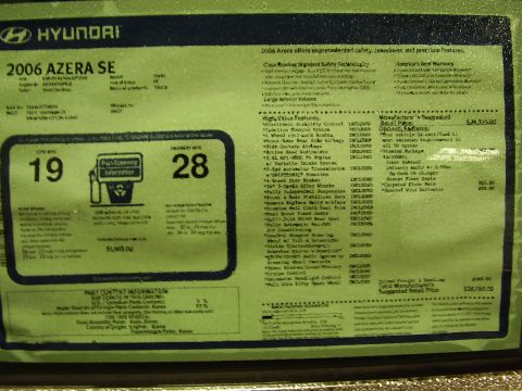 1997 Ford Taurus - This window sticker details the features and pricing for a 2006 Hyundai Azera SE.
