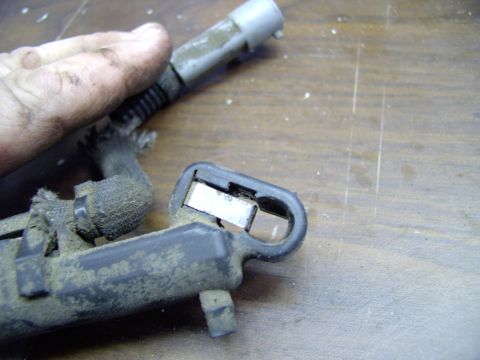 1990 Lincoln Town Car - Here's the upper socket that pushes onto the ball stud. The shiny spring is supposed to keep pressure on the ball and keep it from jumping…