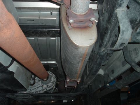2004 Dodge 2500 - Just underneath. Ya can see the magnaflow muffler and anythin; else that suits your fancy. That driveshaft ain't the best lookin'.