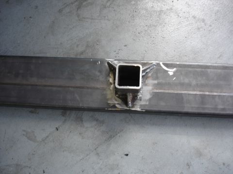 1996 Ford Bronco - rear shot of reciever. I gusetted it with 1/4" plate for extra strength.