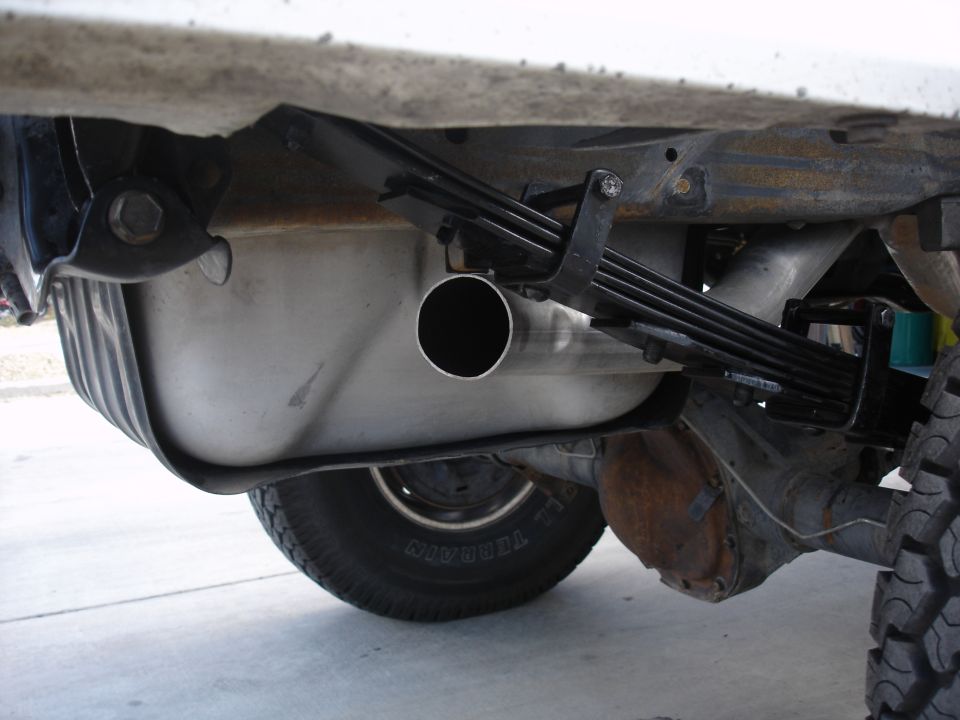 I had to cut the tail pipe off to clear the deaver springs. I'll get it fixed later.