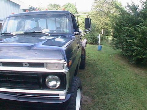 1977 Ford F-250 - This Ford truck, likely from the mid-1970s, is parked on a grassy area next to trees.