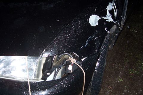 1985 Ford Bronco - I backed into my girlfriends honda :( These pics were taken AFTER i pulled out the fender and tied up the bumper.