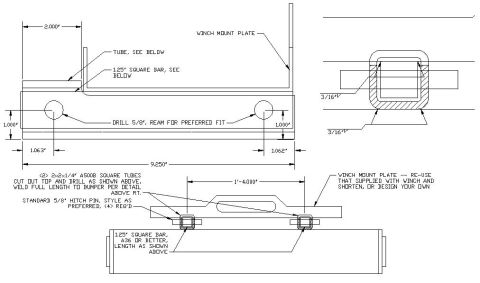 1991 Ford Bronco - Design for a simple removable winch mount, much stronger than receiver mount and without the clearance issues.
