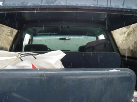 1986 Ford Bronco - View from the cargo area of a 1986 Ford Bronco, looking forward into the interior.