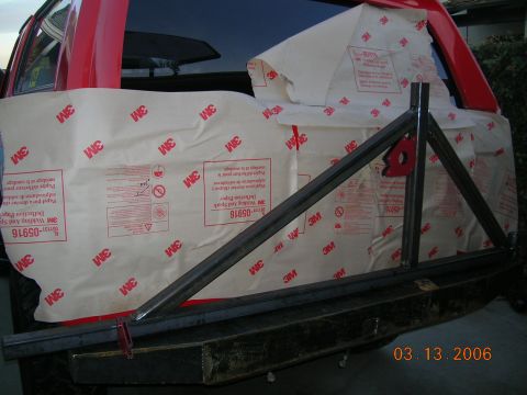 1985 Ford Bronco - spare tire carrier mocked up and tacked