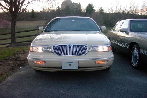 1996 Mercury Grand Marquis - Another nose shot, w/ headlamps on