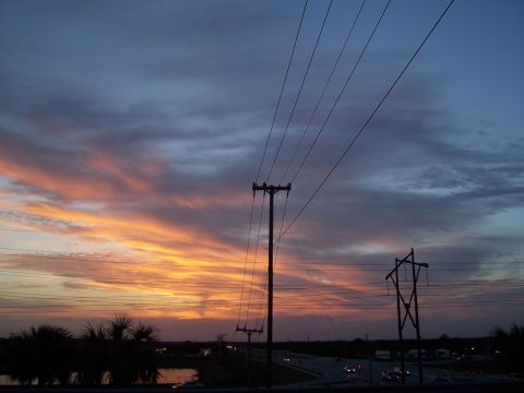 1994 Ford Probe - Sunset sky with power lines and silhouetted palm trees.