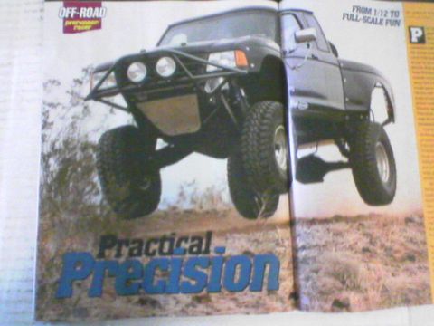 1984 Ford Bronco - This magazine spread features a modified pickup truck, possibly a pre-runner, in action.