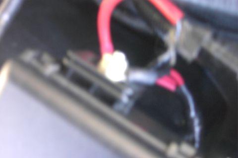 1996 Mercury Grand Marquis - Power feed lines, w/ power distribution box input shield off. Note the input stud and nut which retains the eyelets. At this point I have r…