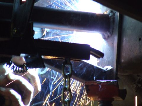 1986 Ford Bronco - Welding the sliders to my frame.