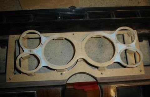 1984 Ford Bronco - Custom gauge cluster mount for dashboard, likely for aftermarket gauges.