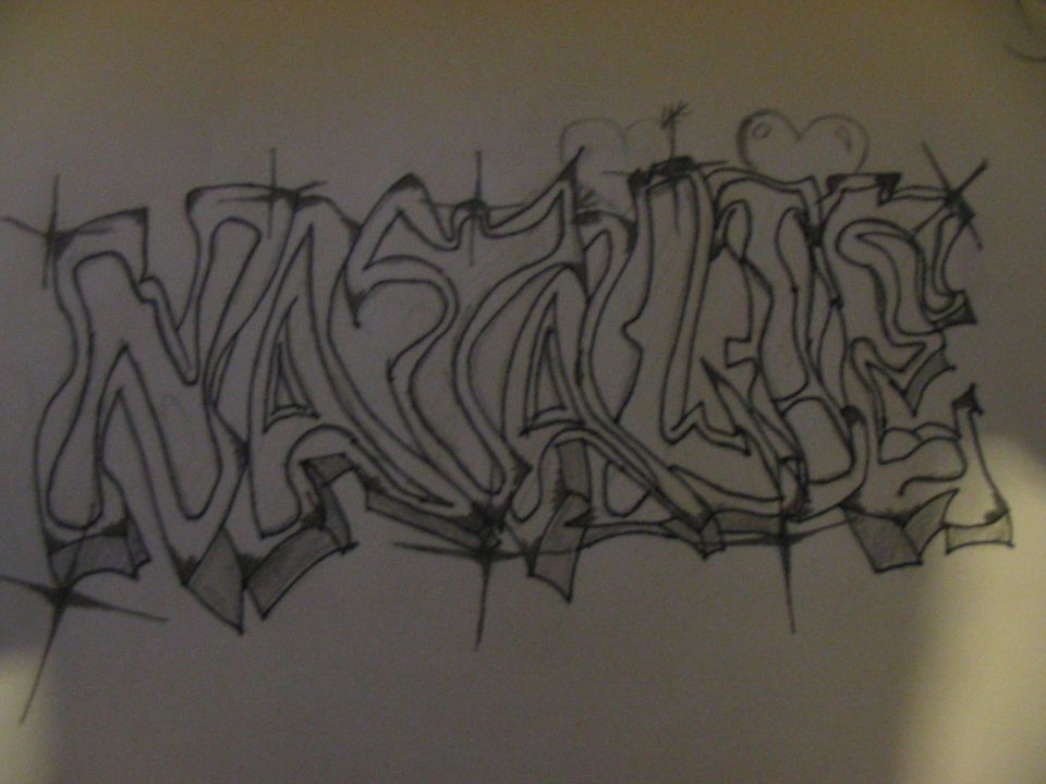 Graffiti art with bubble letters and shading