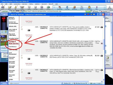 1993 Ford Bronco - A screenshot displays search results for Ford Bronco on a vehicle listing website.
