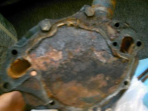 1986 Ford Bronco - A heavily corroded water pump is shown, indicating it is a replacement part.