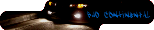 Black vehicle side view with blue graffiti reading "BUD CONTINENTAL"
