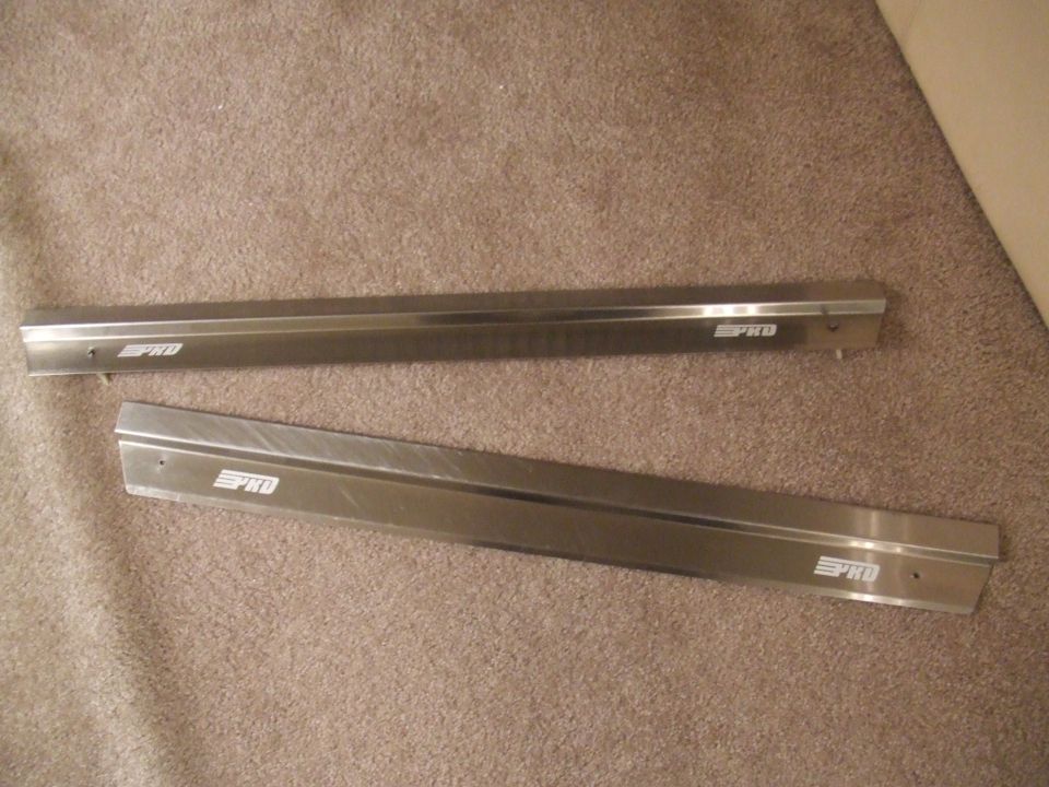 Aluminum door sill plates with "PRO" text