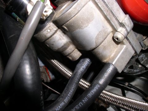1996 Ford Probe - A close-up view of engine parts and hoses, with visible text indicating the brand and specifications of the hoses.