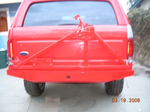 1985 Ford Bronco - shot of rack reinstalled on bumper...kidna blurry.