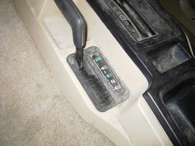 1993 Jeep Cherokee interior center console with 4x4 selector in 2WD