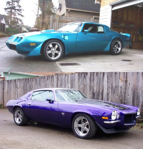 1979 Pontiac Trans Am - Two iconic American muscle cars, a 1970 Camaro SS and a 1979 Trans Am, are shown side-by-side.