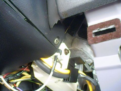 1994 Ford Bronco - Wiring and components visible inside a vehicle's dashboard area.
